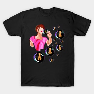 A CRAZY GIRL BLOWS BUBBLES WITH DOG T-Shirt